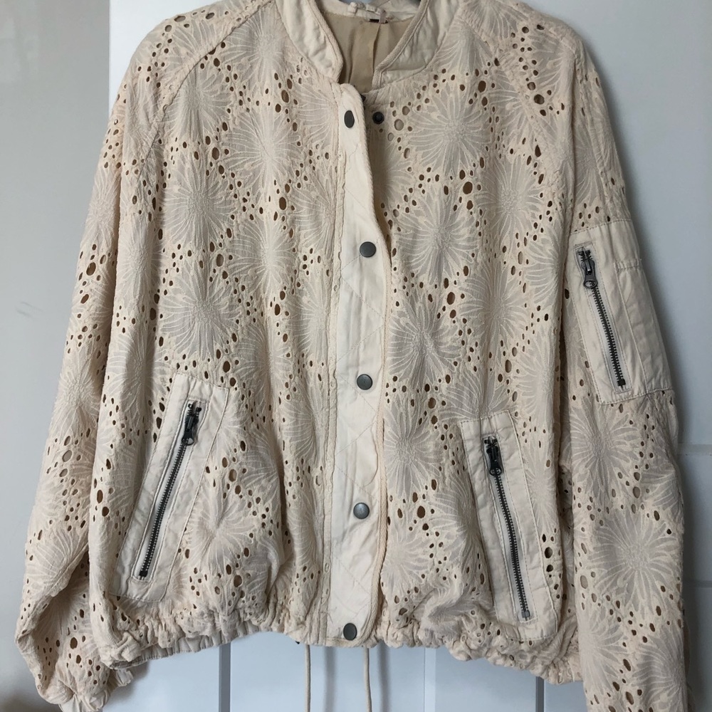NWT Free People Cream Bomber Jacket